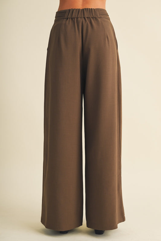 Asymmetric Tie-waist Wide-leg Trousers