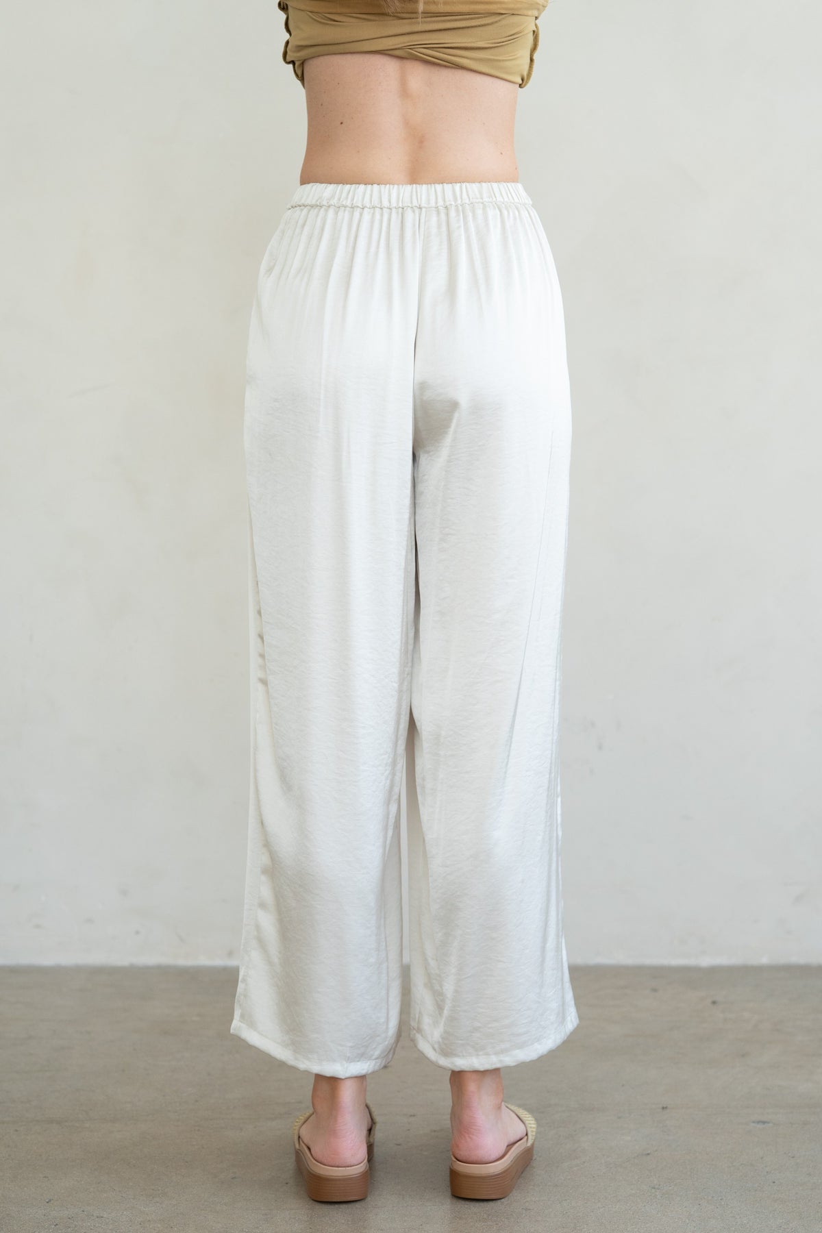 Textured Satin Wide-Leg Pants