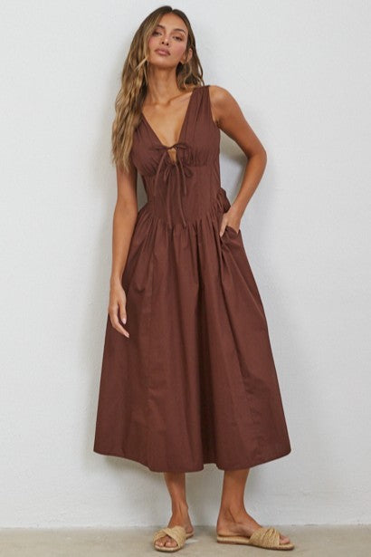 Rene Corset Poplin Midi Dress