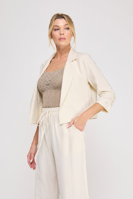 Linen Blend Open Blazer