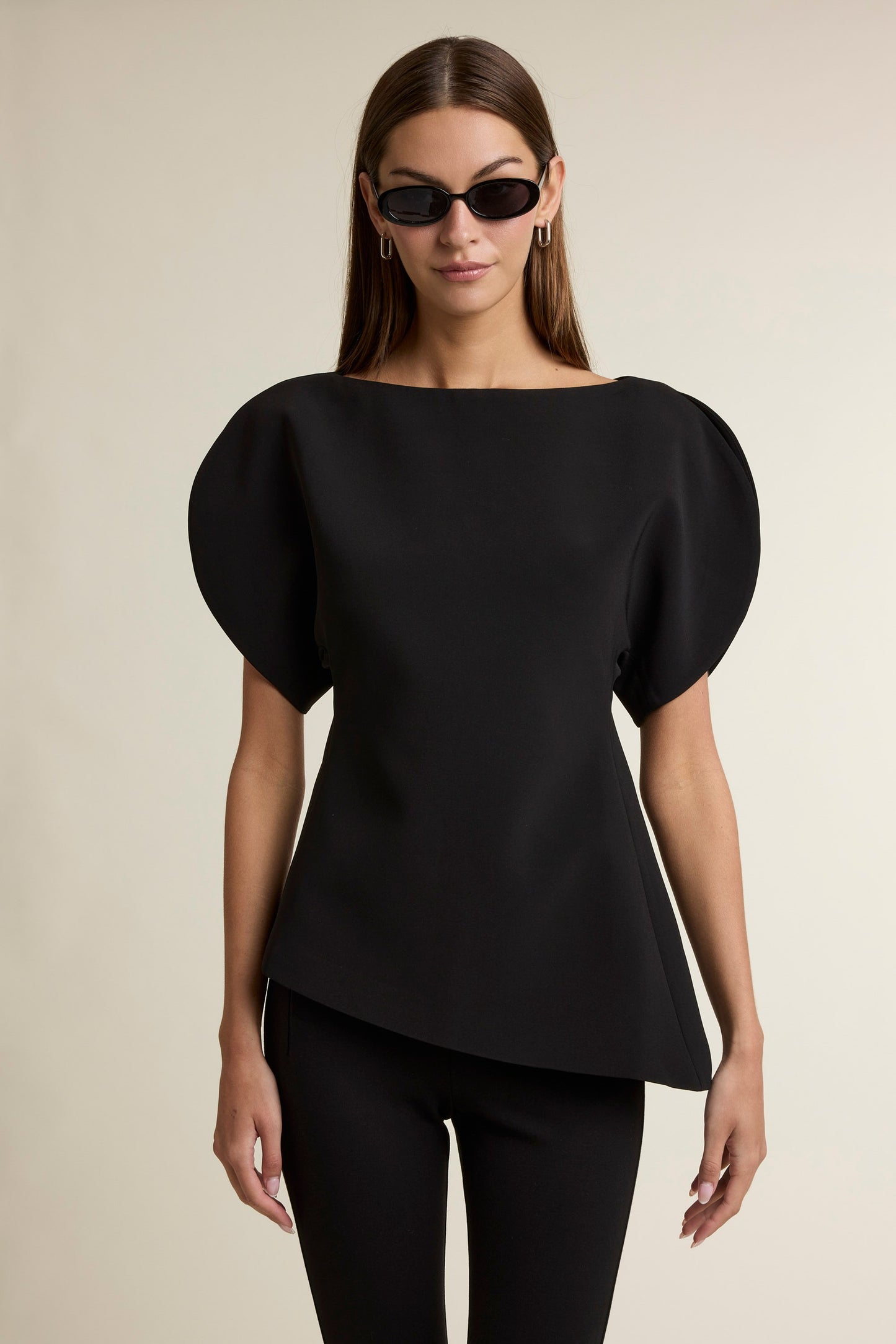 Structured Asymmetrical Boat Neck Top