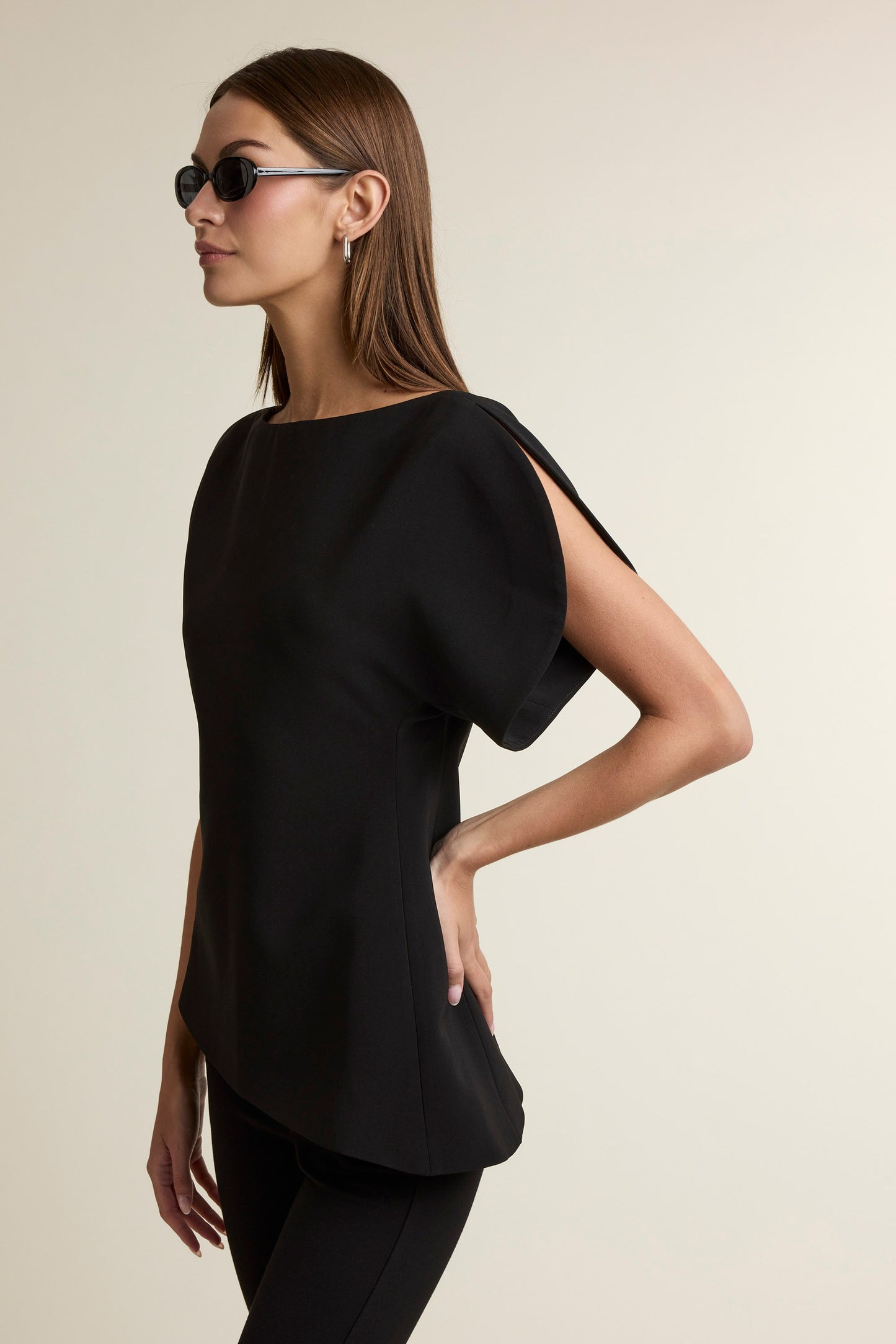 Structured Asymmetrical Boat Neck Top