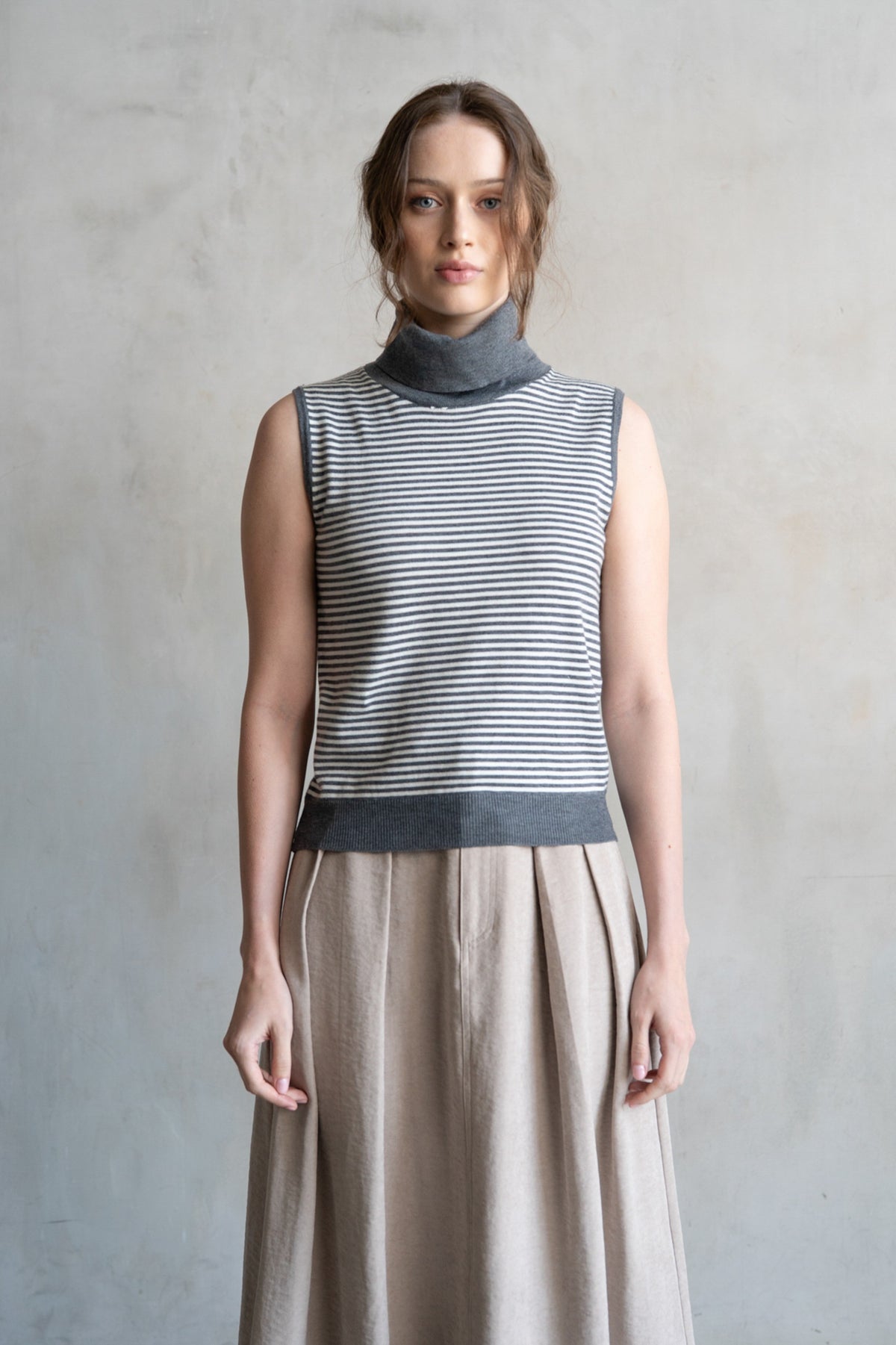 Striped Turtleneck Sweater Vest