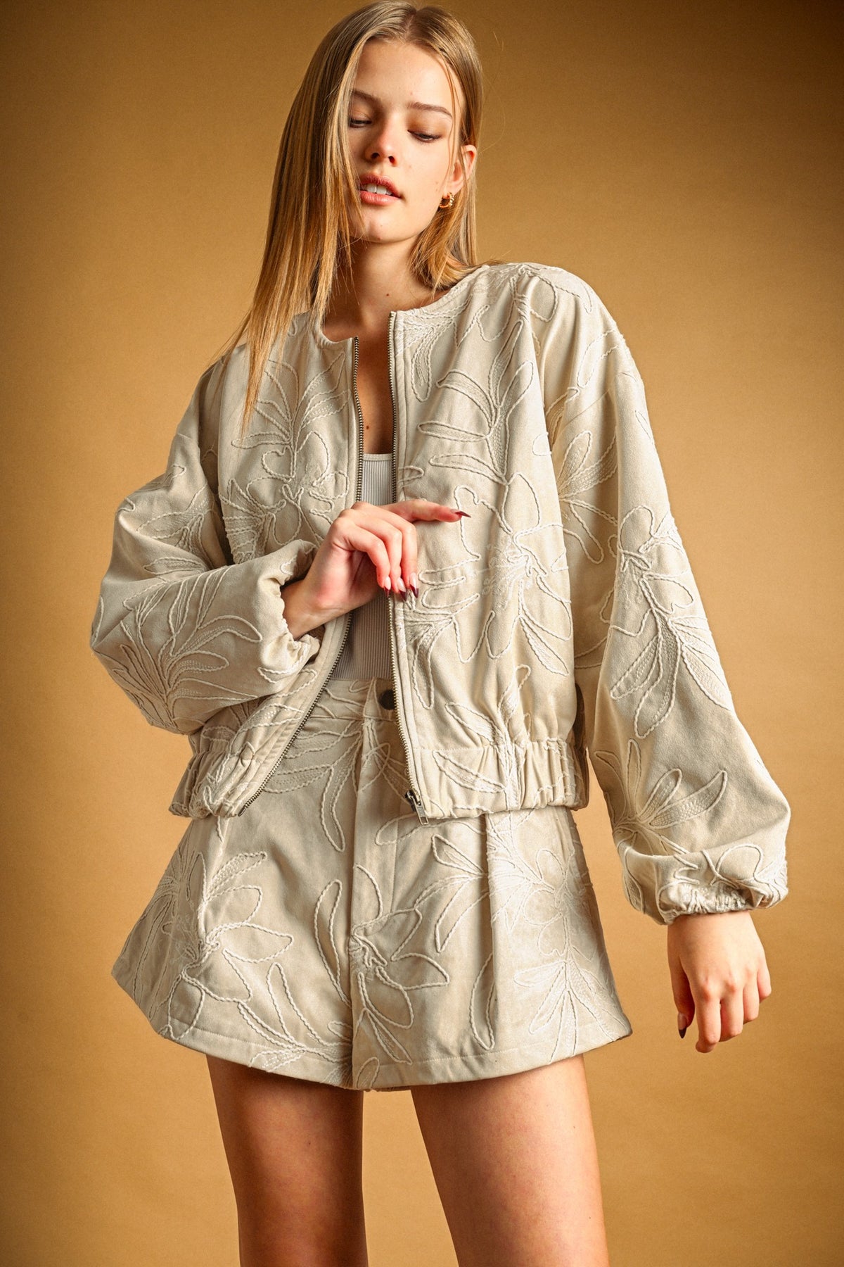 Suede Floral Textured Jacket